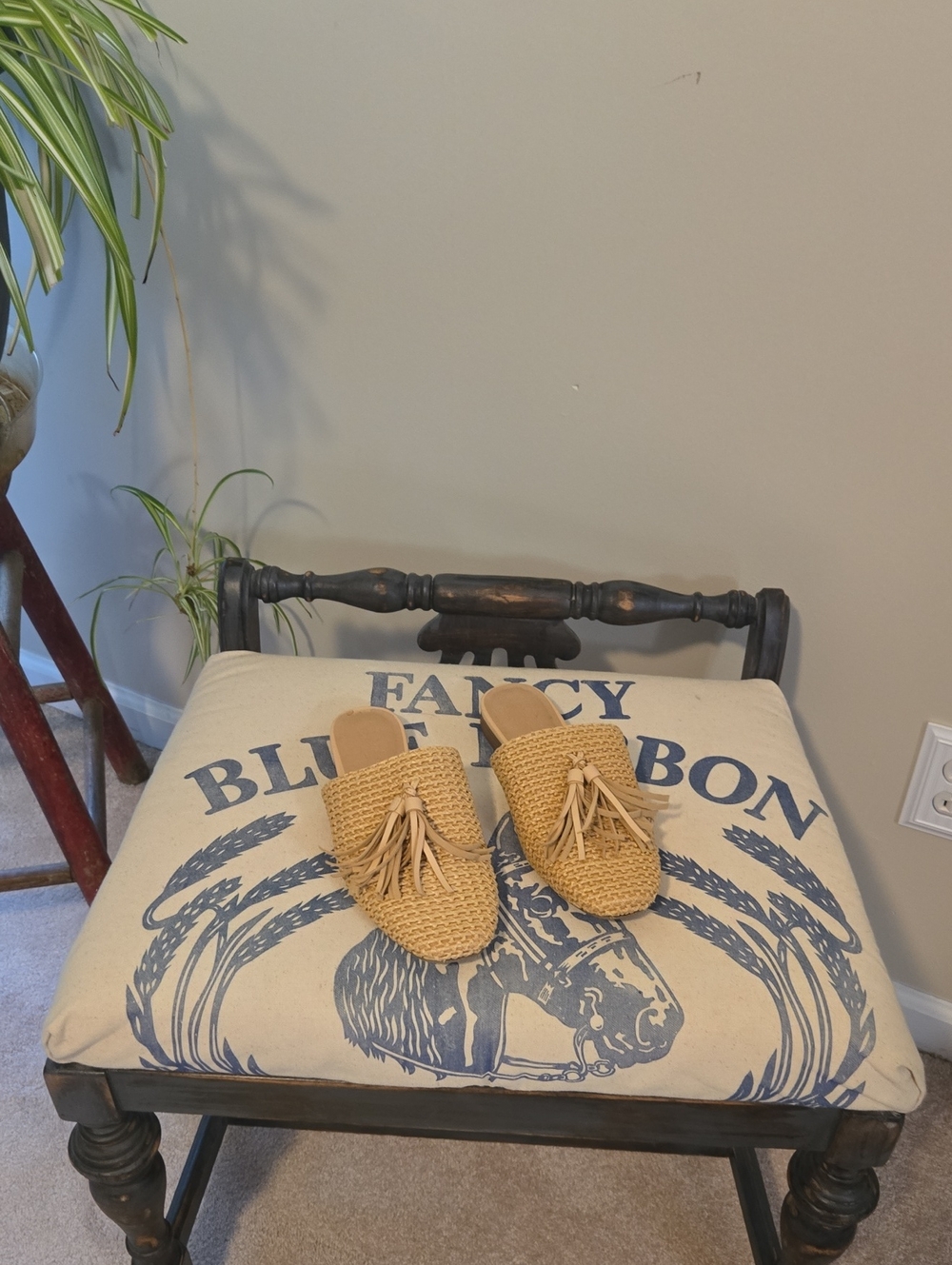 Target Tan Woven Tassel Slip-On Mules